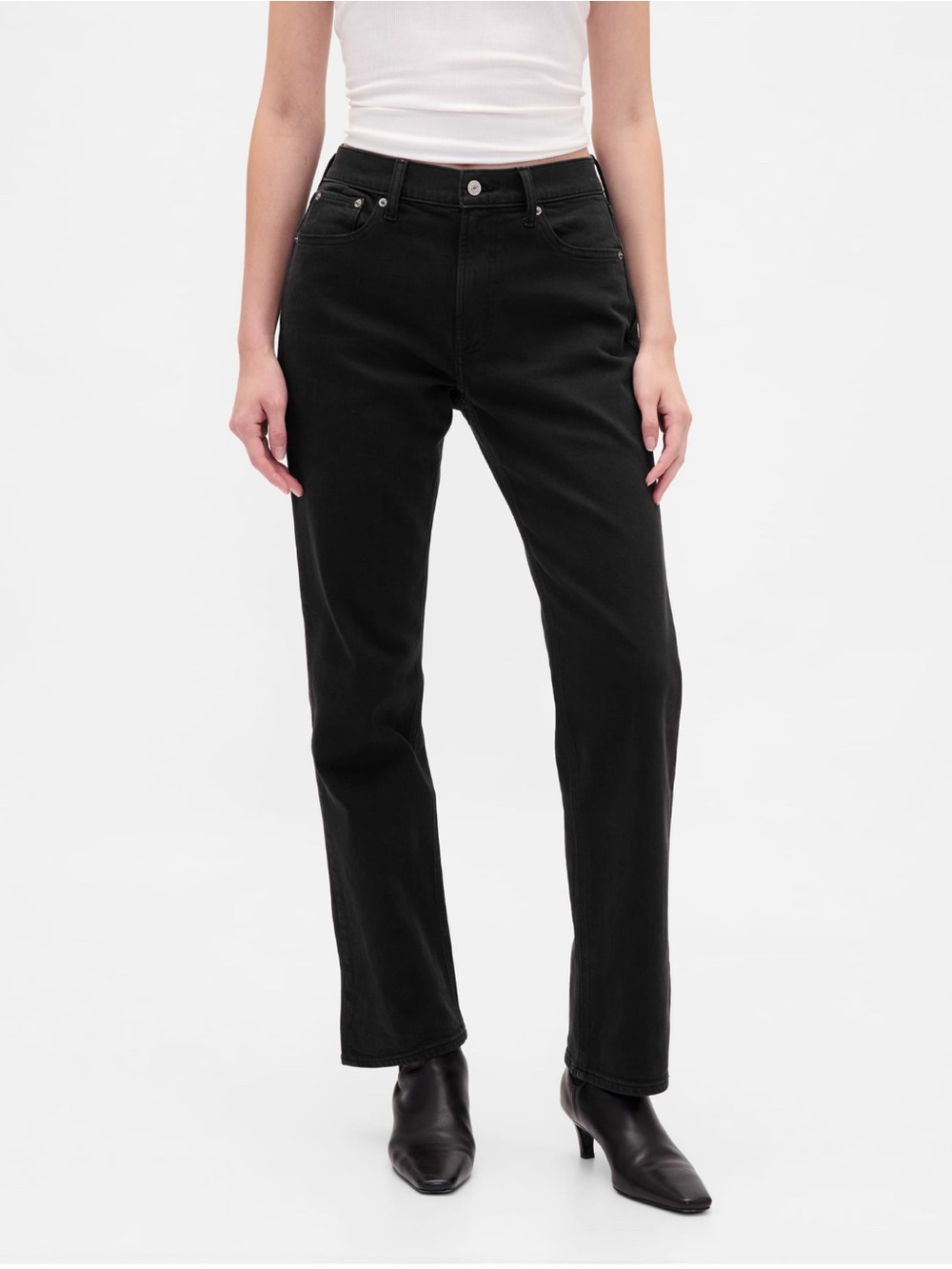 Gap '90s Straight High-Rise Black Denim Jeans - Size 27 / 4R